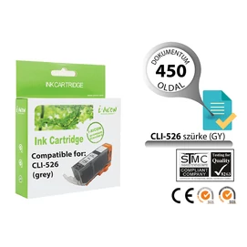 Canon -hoz, CLI-526 GY (szürke) utángyártott tintapatron !CHIPES! ~450 oldalas (cli526gy)