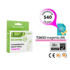 Epson -hoz, T2633 15,5 ml (Epson 26XL) magenta utángyártott tintapatron (~540 oldal) (T2613)