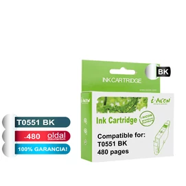 Epson -hoz T0551 fekete (BK) utángyártott tintapatron (To551) (≈480oldal)