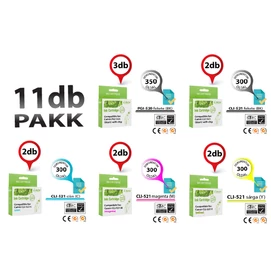 Canon -hoz ►11db-os◄ CLI521/PGI520 CHIPES utángyártott irodaPAKK ~3450 oldal