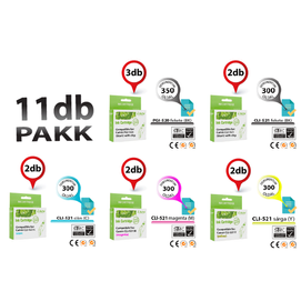 Canon -hoz ►11db-os◄  CLI521/PGI520 CHIPES utángyártott irodaPAKK ~3450 oldal