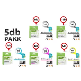 Canon -hoz ►5db-os◄ CLI521/PGI520 CHIPES utángyártott tintapatron PAKK ~1550 oldal