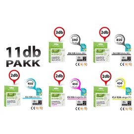 Canon -hoz ►11db-os◄ PGI525/CLI526 CHIPES utángyártott tintapatron irodaPAKK ~4620 oldalas