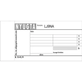 Nyomtatvány, nyugta 4 soros, 50x2, VICTORIA PAPER &quot;B.15-41&quot;, 20 tömb/csomag
