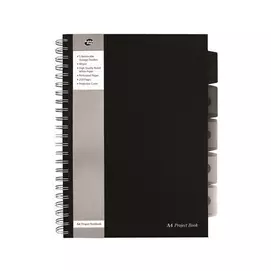 Spirálfüzet, A4, vonalas, 125 lap, PUKKA PAD &quot;Black project book&quot;, fekete