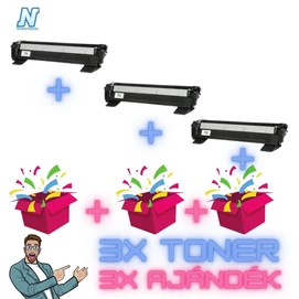 3+3DB-os PAKK, Brother -höz,  ►TN-1030 3DB UTÁNGYÁRTOTT toner◄  +3 db MEGLEPETÉS ajándék (3x~1000 oldal)