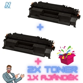 2+1DB-os PAKK, HP -hez, ►  CF280A UTÁNGYÁRTOTT toner◄ +1 meglepetés (►CRG719 és CE505A kompatibilis◄)  (2X~2700 oldal)