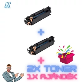 2+1DB-os PAKK, HP -hez, ►2DB CE285A / Canon-hoz CRG-725 / CRG-712 (CB435A, CB436A) UTÁNGYÁRTOTT toner◄ +1 MEGLEPETÉS   (2x~2000 oldalas) (≈2000oldal)