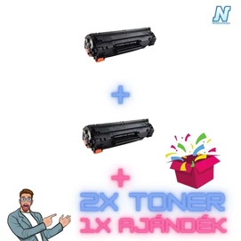 HP -hez,  CE278A / CANON-hoz CRG-728 ►2DB◄ UTÁNGYÁRTOTT toner + ►meglepetés◄   (2X~2100 oldalas) (≈2100oldal)