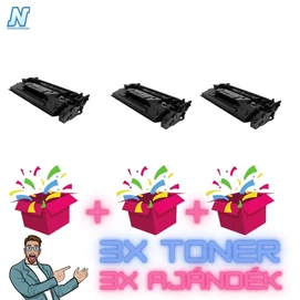 HP -hez 3db CF226X (Nr. 26X)  ►3DB◄ UTÁNGYÁRTOTT toner + ►3DB meglepetés◄   (3x9000 oldal)