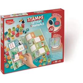 Nyomdázó készlet, foglalkoztató füzettel, MAPED CREATIV &quot;Stamps&quot;, betűk és állatok
