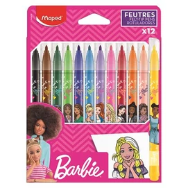 Filctoll készlet, 2,8 mm, kimosható, MAPED &quot;Barbie&quot;, 12 különböző szín