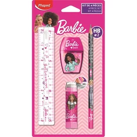 Írószer készlet, 4 darabos, MAPED &quot;Barbie&quot;