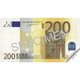 Jegyzettömb, 70 lap, 114x61,5 mm, PANTA PLAST &quot;200 Euro&quot;