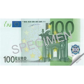 Jegyzettömb, 70 lap, 110x61,5 mm, PANTA PLAST &quot;100 Euro&quot;