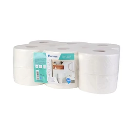 Toalettpapír, 2 rétegű, 19 cm átmérő, VICTORIA HYGIENE, &quot;Fine Mini Jumbo&quot;, fehér