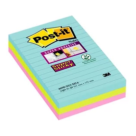 Öntapadó jegyzettömb, vonalas, 3x90 lap, 101x152 mm, 3M POSTIT &quot;Super Sticky Cosmic&quot;, vegyes színek