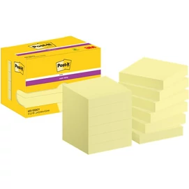 Öntapadó jegyzettömb csomag, 48x48 mm, 12x90 lap, 3M POSTIT &quot;Super Sticky&quot;, sárga