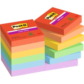 Öntapadó jegyzettömb, 48x48 mm, 12x90 lap, 3M POSTIT &quot;Super Sticky Playful&quot;, vegyes színek