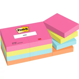 Öntapadó jegyzettömb, 38x51 mm, 12x100 lap, 3M POSTIT &quot;Poptimistic&quot;, vegyes színek