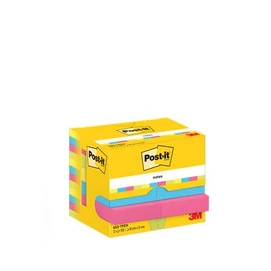 Öntapadó jegyzettömb, 38x51 mm, 12x100 lap, 3M POSTIT &quot;Energetic&quot;, vegyes színek