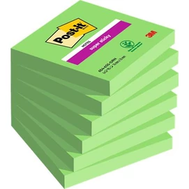 Öntapadó jegyzettömb, 76x76 mm, 6x90 lap, 3M POSTIT &quot;Super Sticky&quot;, zöld