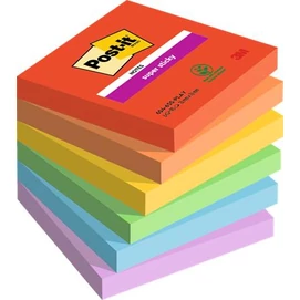 Öntapadó jegyzettömb, 76x76 mm, 6x90 lap, 3M POSTIT &quot;Super Sticky Playful&quot;, vegyes színek
