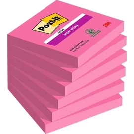 Öntapadó jegyzettömb, 76x76 mm, 6x90 lap, 3M POSTIT &quot;Super Sticky&quot;, pink
