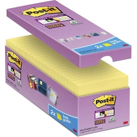 Öntapadó jegyzettömb csomag, 76x76 mm, 16x90 lap, 3M POSTIT &quot;Super Sticky&quot;, kanárisárga