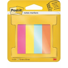 Jelölőcímke, papír, 4x50 lap, 15x50 mm, 3M POSTIT &quot;Poptimistic&quot;, vegyes