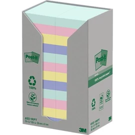 Öntapadó jegyzettömb, 38x51 mm, 24x100 lap, környezetbarát, 3M POSTIT &quot;Nature&quot;, vegyes pasztell színek