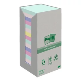 Öntapadó jegyzettömb, 76x76 mm, 16x100 lap, környezetbarát, 3M POSTIT &quot;Nature&quot;, vegyes pasztell színek