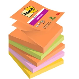 Öntapadó jegyzettömb, &quot;Z&quot;, 76x76 mm, 5x90 lap, 3M POSTIT &quot;Super Sticky Boots&quot;, vegyes színek