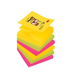 Öntapadó jegyzettömb, &quot;Z&quot;, 76x76 mm, 6x90 lap, 3M POSTIT, &quot;Super Sticky Carnival&quot;