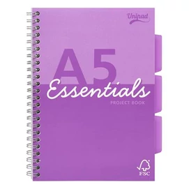 Spirálfüzet, A5, vonalas, 100 lap, PUKKA PAD &quot;Unipad Essentials Project Book&quot;, vegyes