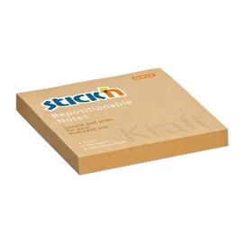 Öntapadó jegyzettömb, 76x76 mm, 100 lap, STICK N &quot;Kraft Notes&quot;, barna
