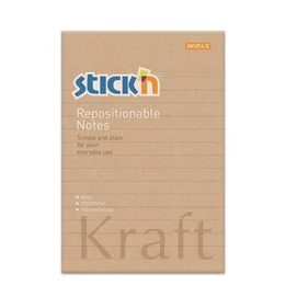 Öntapadó jegyzettömb, vonalas, 150x101 mm, 100 lap, STICK N &quot;Kraft Notes&quot;