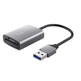 Kártyaolvasó, SD + MicroSD kártyához, USB 3.2 gen1, &quot;TRUST Dalyx&quot;, ezüst