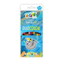 Színes ceruza készlet, háromszögletű, kétvégű, COOL BY VICTORIA &quot;Duocolor&quot;, 24 különböző szín