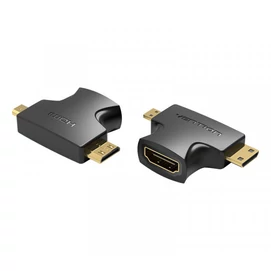 Vention mini HDMI/M &amp; micro HDMI/M -&gt; HDMI/F, (2in1, fekete), adapter
