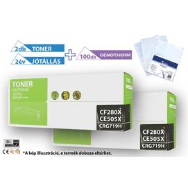 2+1 db-os PAKK, HP -hez  CF-280X Bk fekete  utángyártott toner  (►CE505X, CRG719H kompatibilis◄) + 100 db lefűzhető genotherm (bugyi),  (2x6800 oldalas)