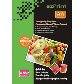 Fotópapír, ezPrint A6 (~105*148mm), fényes, 260g, 20ív/csomag