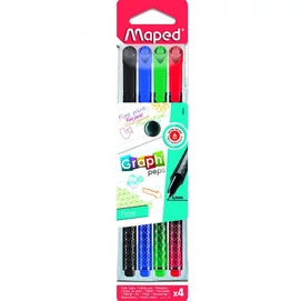 Tűfilc készlet, 0,4 mm, MAPED "Graph`Peps Premium", 4 különböző hagyományos szín