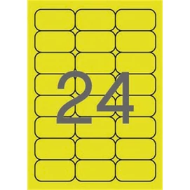 Etikett, 64x33,9 mm, színes, kerekített sarkú, APLI, neon sárga, 480 etikett/csomag