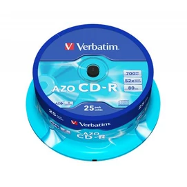 CD-R lemez, Crystal bevonat, AZO, 700MB, 52x, 25 db, hengeren VERBATIM &quot;DataLife Plus&quot;