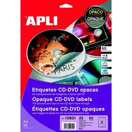 Etikett, CD/DVD, A4, teljes lefedettségű, matt, APLI &quot;Mega&quot;