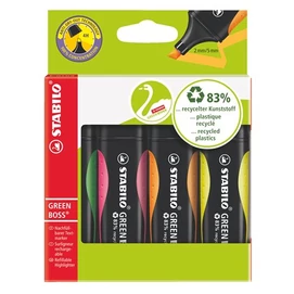 Szövegkiemelő készlet, 2-5 mm, STABILO &quot;Green Boss&quot;, 4 különböző szín