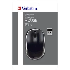 Egér, vezeték nélküli, optikai, közepes méret, USB, VERBATIM &quot;Go&quot;, fekete
