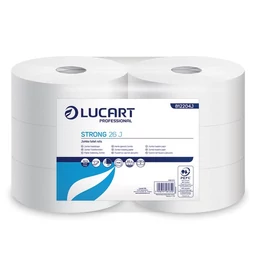 Toalettpapír, 2 rétegű, nagytekercses, 26 cm átmérő, LUCART, &quot;Strong&quot;, hófehér