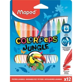 Filctoll készlet, 2,8 mm, kimosható, MAPED &quot;Color`Peps Jungle&quot;, 12 különböző szín